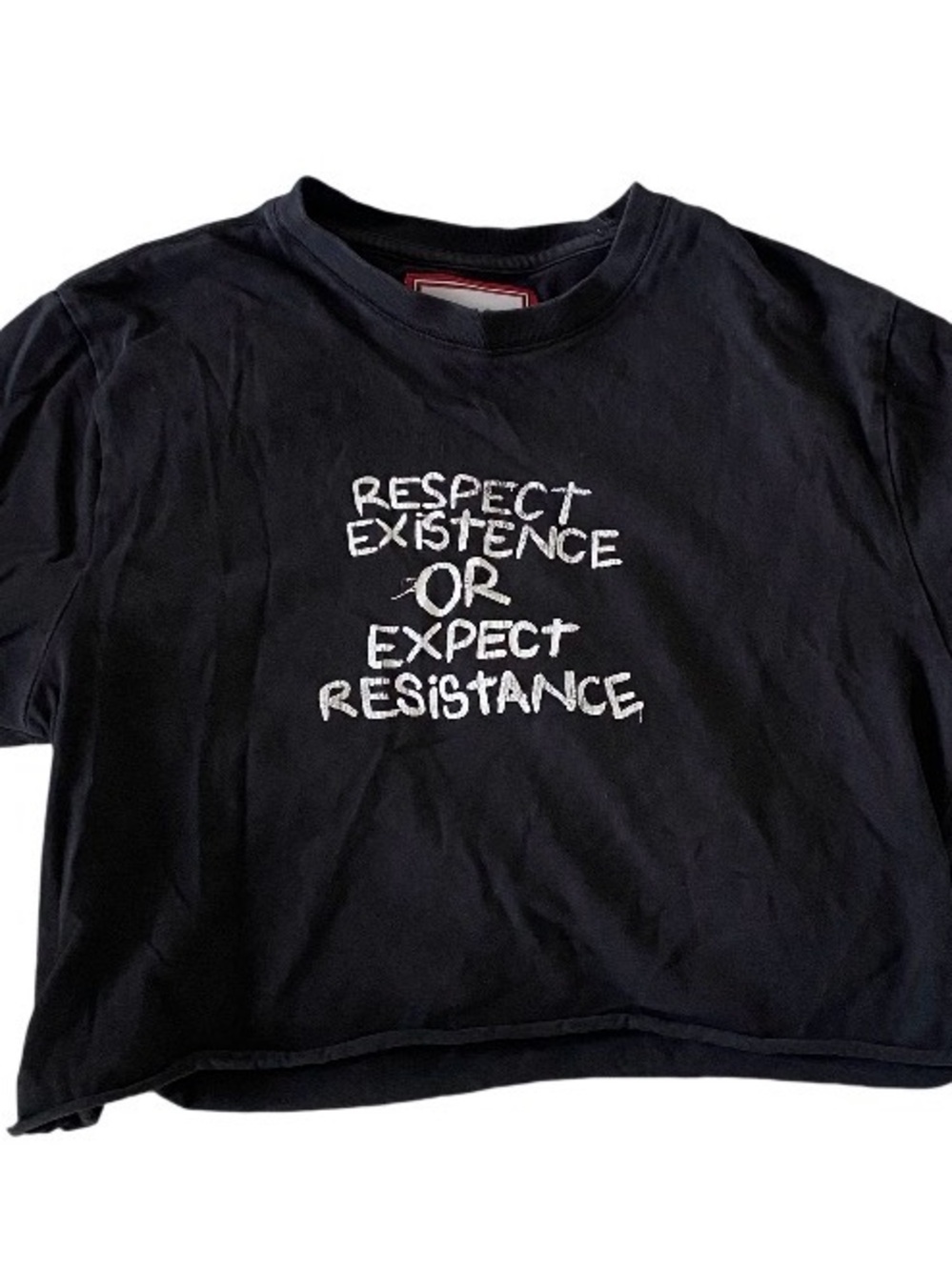 CHNGE Black Tee with White Slogan Embroidery